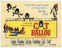 3z231 CAT BALLOU TC '65 classic sexy cowgirl Jane Fonda, Lee Marvin, great artwork!