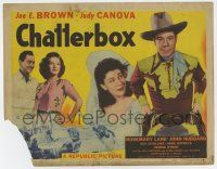 3z233 CHATTERBOX TC '43 wonderful cartoon art of cowboy Joe E. Brown & cowgirl Judy Canova!