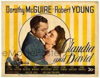 3z238 CLAUDIA & DAVID TC '46 romantic close up of newlyweds Dorothy McGuire & Robert Young!