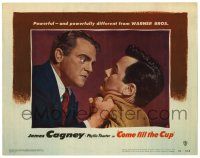 3z593 COME FILL THE CUP LC #2 '51 close up of wild-eyed alcoholic James Cagney grabbing Gig Young!