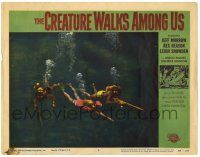 3z077 CREATURE WALKS AMONG US LC #6 '56 great c/u of scuba divers with spear guns, but no monster!
