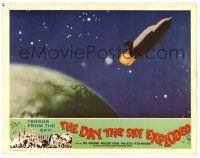 3z082 DAY THE SKY EXPLODED LC '61 terror from the sky, cool image of rocket flying through space!