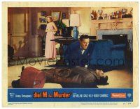 3z174 DIAL M FOR MURDER LC #1 '54 Alfred Hitchcock, Grace Kelly watches Ray Milland by dead body!