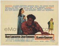 3z257 ELMER GANTRY TC '60 Jean Simmons, fiery preacher Burt Lancaster, Lewis Sinclair novel!