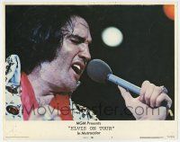 3z628 ELVIS ON TOUR LC #5 '72 classic close up of aging Elvis Presley singing into microphone!