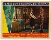 3z629 ENCHANTED COTTAGE LC '45 Dorothy McGuire & Robert Young holding hands in front of bed!