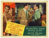 3z630 EVERY GIRL SHOULD BE MARRIED LC #3 '48 great c/u of Cary Grant glaring at Franchot Tone!