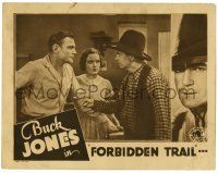 3z640 FORBIDDEN TRAIL LC '32 Barbara Weeks watches Buck Jones in staredown with bad guy!