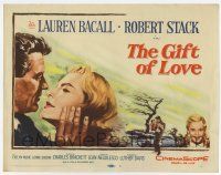 3z281 GIFT OF LOVE TC '58 great romantic close up art of Lauren Bacall & Robert Stack!