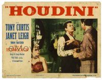 3z689 HOUDINI LC #7 '53 Tony Curtis as the famous magician + his sexy assistant Janet Leigh!