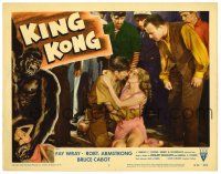 3z114 KING KONG LC #2 R56 Robert Armstrong looks at Bruce Cabot holding beautiful Fay Wray!