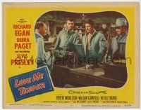 3z749 LOVE ME TENDER LC #5 '56 close up of Richard Egan & two soldiers at store counter!