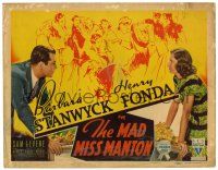 3z345 MAD MISS MANTON TC '38 Fonda, Barbara Stanwyck & society friends try to solve a murder!