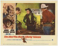 3z764 MAN WHO SHOT LIBERTY VALANCE LC #2 '62 mean Lee Marvin between James Stewart & John Wayne!