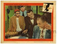 3z765 MAN WITH THE GOLDEN ARM LC #7 '56 Frank Sinatra & Arnold Stang in police station, Bass art!
