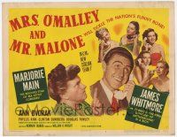 3z356 MRS. O'MALLEY & MR. MALONE TC '51 Marjorie Main & Whitmore tickle the nation's funny bone!