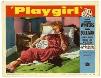 3z842 PLAYGIRL LC #5 '54 full-length sexy Shelley Winters in bed talking on phone!