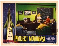 3z126 PROJECT MOONBASE LC #3 '53 Heinlein, cool image of scientist pointing at solar system map!