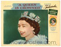 3z846 QUEEN IS CROWNED LC #5 '53 Queen Elizabeth II's coronation documentary, great smiling c/u!