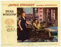 3z163 REAR WINDOW LC #6 '54 Alfred Hitchcock, great image of Grace Kelly & James Stewart w/lens!