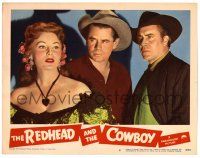 3z855 REDHEAD & THE COWBOY LC #8 '51 close up of Glenn Ford, Rhonda Fleming and Edmond O'Brien!