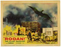 3z131 RODAN LC #7 '57 Sora no Daikaiju Radon, art of The Flying Monster over destroyed Fukuoka!