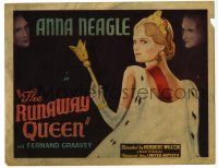 3z402 RUNAWAY QUEEN TC '34 wonderful artwork of pretty English royal Anna Neagle!