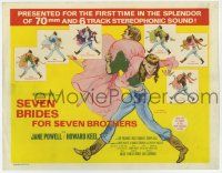 3z417 SEVEN BRIDES FOR SEVEN BROTHERS int'l TC R60s art of Jane Powell & Howard Keel, MGM musical!