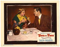 3z918 TEA FOR TWO LC #2 '50 great close up of Doris Day & Gordon MacRae smiling & toasting!