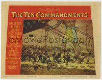 3z919 TEN COMMANDMENTS LC #4 '56 Cecil B. DeMille classic, image of slaves building monument!