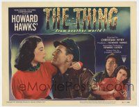 3z024 THING LC #3 '51 Howard Hawks classic, romantic c/u of Kenneth Tobey & Margaret Sheridan!