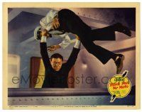 3z927 THINK FAST MR. MOTO LC '37 wacky image of enraged Peter Lorre throwing sailor overboard!