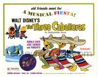 3z451 THREE CABALLEROS TC R77 Disney, great cartoon image of Donald Duck, Panchito & Joe Carioca!
