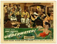 3z962 UNDERWATER LC '55 Howard Hughes, sexiest skin diver Jane Russell, Gilbert Roland at piano!