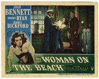 3z988 WOMAN ON THE BEACH LC #7 '46 Charles Bickford watches Joan Bennett struggle with Robert Ryan!