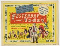 3z504 YESTERDAY & TODAY TC '53 art of classic old-time silent stars including Chaplin & Clara Bow!