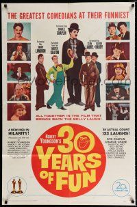 4a012 30 YEARS OF FUN 1sh '63 Charlie Chaplin, Buster Keaton, Laurel & Hardy, Harry Langdon!
