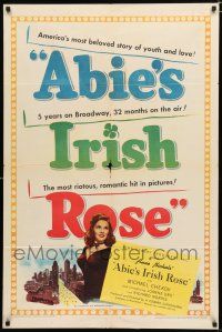 4a014 ABIE'S IRISH ROSE 1sh '46 Joanne Dru, Anne Nichols, most riotous, romantic hit!