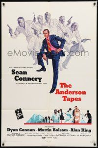 4a031 ANDERSON TAPES 1sh '71 art of Sean Connery & gang of masked robbers, Sidney Lumet