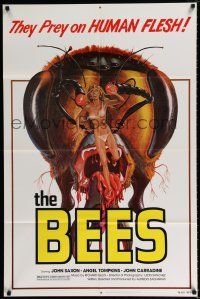 4a079 BEES 1sh '78 John Saxon, Angel Tompkins, Kollar giant bee & sexy girl artwork!