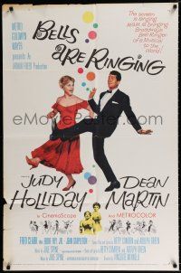 4a082 BELLS ARE RINGING 1sh '60 image of Judy Holliday & Dean Martin singing & dancing!