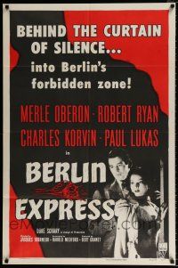 4a083 BERLIN EXPRESS style A 1sh R55 Merle Oberon & Robert Ryan, directed by Jacques Tourneur!