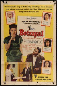 4a084 BETRAYAL 1sh '48 Oscar Micheaux's strangest love story ever told, all-black cast!