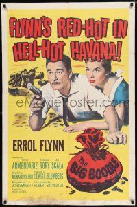 4a086 BIG BOODLE 1sh '57 Errol Flynn red-hot in Havana Cuba with sexy Rossana Rory!