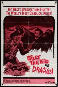 4a093 BILLY THE KID VS. DRACULA 1sh '65 John Carradine as the vampire, Plowman, cool horror art!