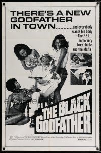 4a095 BLACK GODFATHER 1sh R1970s the FBI, foxy chicks and the Mafia want his body!