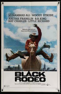 4a096 BLACK RODEO 1sh '72 Muhammad Ali, Woody Strode, black cowboy on horse in city image!