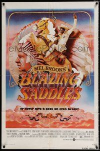 4a102 BLAZING SADDLES 1sh '74 classic Mel Brooks western, art of Cleavon Little by Alvin!