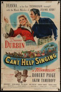 4a137 CAN'T HELP SINGING 1sh '44 art of Deanna Durbin in her first Technicolor triumph!