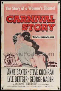 4a145 CARNIVAL STORY 1sh R60 sexy Anne Baxter & Steve Cochran in the story of a woman's shame!